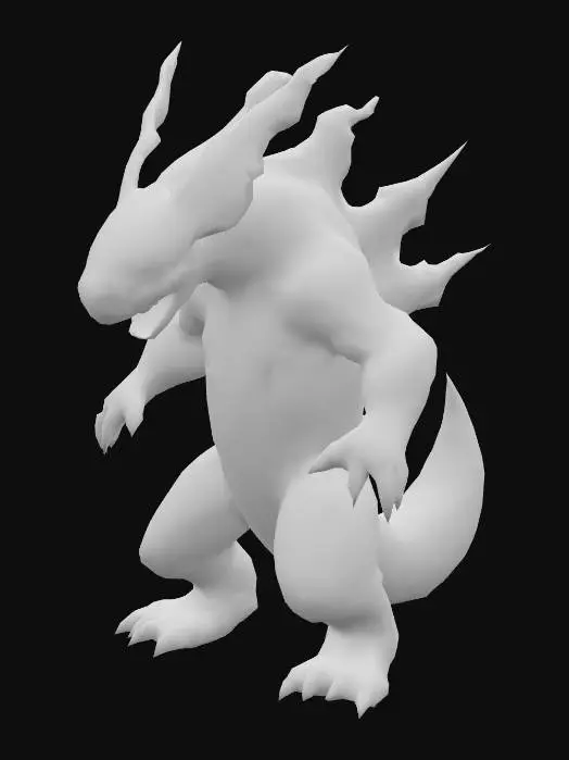 3D model for anime like pokemon, spiritual pets. fantasy,Big and muscular elemental. madness, psychic carp.
