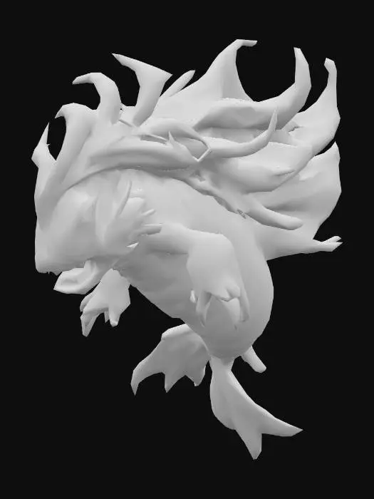 3D model for anime like pokemon, spiritual pets. fantasy,Big and muscular elemental. madness, psychic carp.
