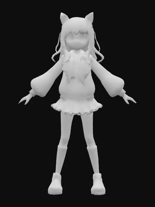 3D model for Anime Costume, genshing impact, legend of neverlad, ragnarok online style. short hair. cute and epic