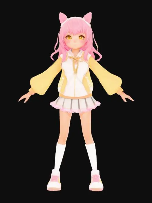 3D model for Anime Costume, genshing impact, legend of neverlad, ragnarok online style. short hair. cute and epic