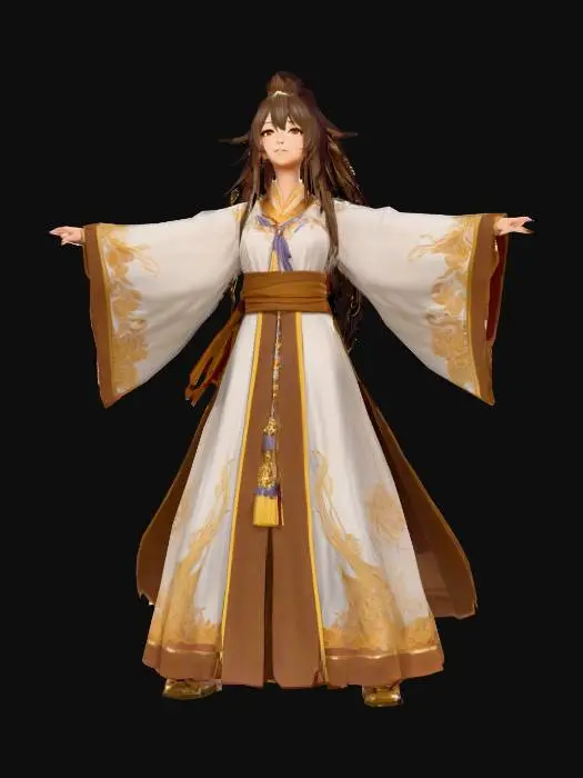 3D model for Anime Costume, genshing impact, legend of neverlad, ragnarok online style. short hair. cute and epic