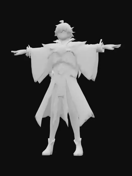 3D model for Anime Costume, genshing impact, legend of neverlad, ragnarok online style. short hair. cute and epic