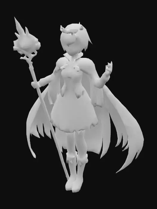 3D model for Anime Costume, genshing impact, legend of neverlad, ragnarok online style. short hair. cute and epic. fantasy, magician, cute, fortuen teller, demon hunter
