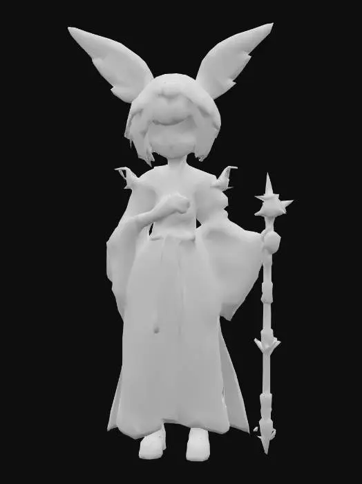 3D model for Anime Costume, genshing impact, legend of neverlad, ragnarok online style. short hair. cute and epic. fantasy, magician, cute, fortuen teller, demon hunter