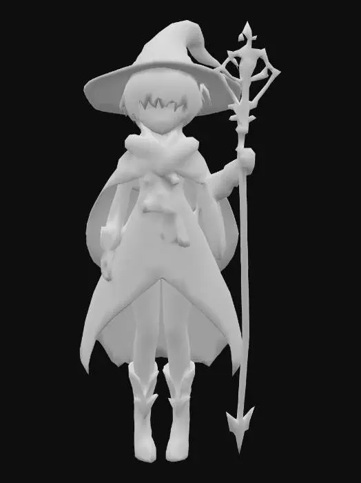 3D model for Anime Costume, genshing impact, legend of neverlad, ragnarok online style. short hair. cute and epic. fantasy, magician, cute, fortuen teller, demon hunter