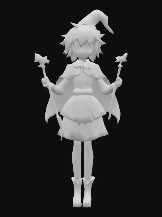 3D model for Anime Costume, genshing impact, legend of neverlad, ragnarok online style. short hair. cute and epic. fantasy, magician, cute, fortuen teller, demon hunter