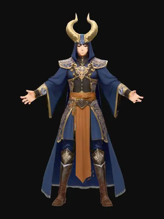 3D model for Anime Costume, genshing impact, legend of neverlad, ragnarok online style. short hair. epic. fantasy, skald or assassin.