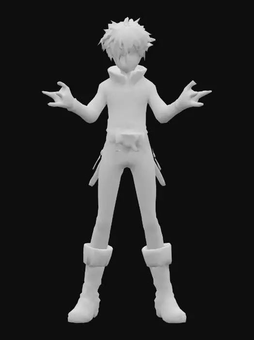 3D model for Anime Costume, genshing impact, legend of neverlad, ragnarok online style. short hair. epic. fantasy, skald or assassin.