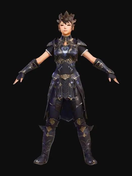 3D model for Anime Costume, genshing impact, legend of neverlad, ragnarok online style. short hair. epic. fantasy, skald or assassin.