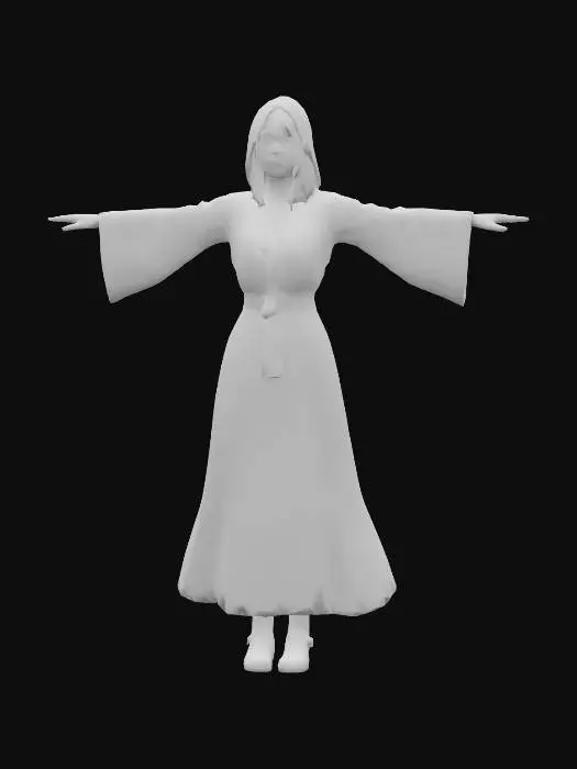 3D model for Anime Costume, genshing impact, legend of neverlad, ragnarok online style. short hair. fantasy, village peasant or vendor