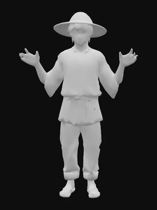 3D model for Anime Costume, genshing impact, legend of neverlad, ragnarok online style. short hair. fantasy, village peasant or vendor