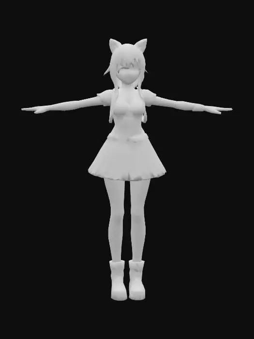 3D model for Anime Costume, genshing impact, legend of neverland, ragnarok online style. short hair. fantasy, stylized. beasttamer