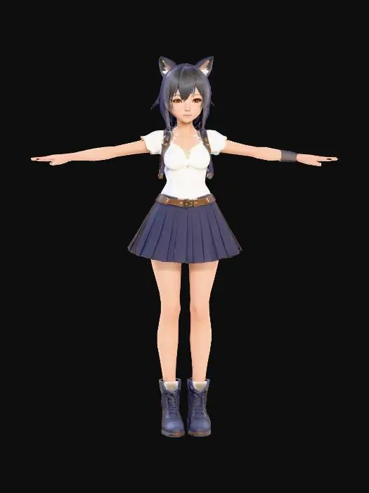 3D model for Anime Costume, genshing impact, legend of neverland, ragnarok online style. short hair. fantasy, stylized. beasttamer