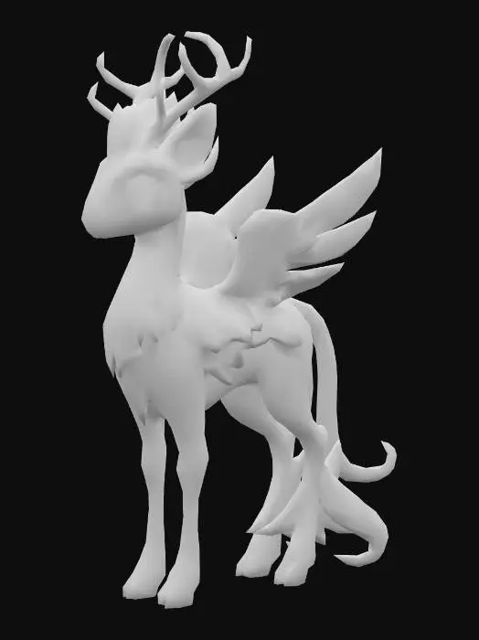 3D model for anime like pokemon, spiritual pets. fantasy,Stylized, colorfull, epic and cute Peryton