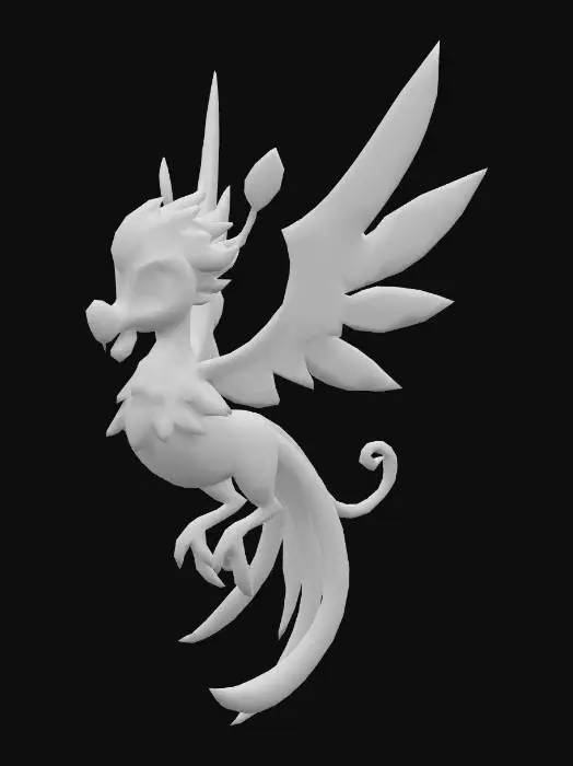 3D model for anime like pokemon, spiritual pets. fantasy,Stylized, colorfull, epic and cute Peryton
