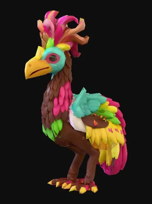 3D model for anime like pokemon, spiritual pets. fantasy,Stylized, colorfull, epic and cute Chocobo made of chocolate, Mount with saddle, made with candy. Chocolate creature. Bird mount, Chocobo, Griffin. epic