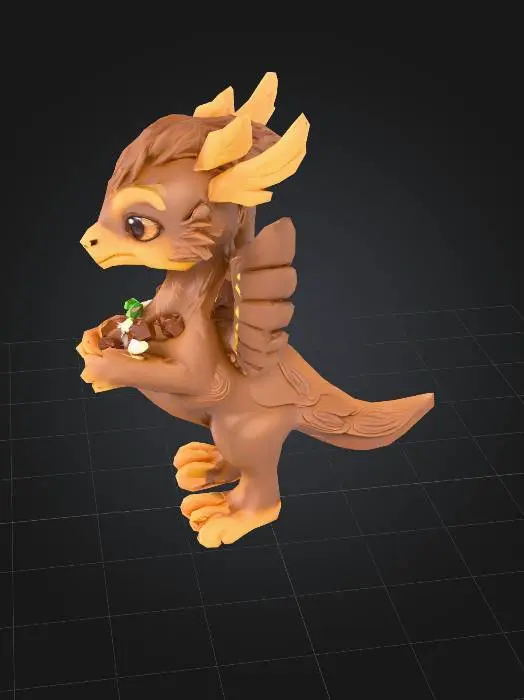 3D model for anime like pokemon, cute animal spiritual pets. fantasy, chibi, fantasy, elemental. Chocolate mount, made of chocolate,Peryton griffin, mytical beast. wing. saddle Chocolate and candies. Peryton