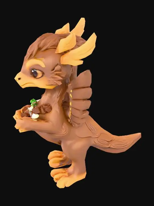 3D model for anime like pokemon, cute animal spiritual pets. fantasy, chibi, fantasy, elemental. Chocolate mount, made of chocolate,Peryton griffin, mytical beast. wing. saddle Chocolate and candies. Peryton