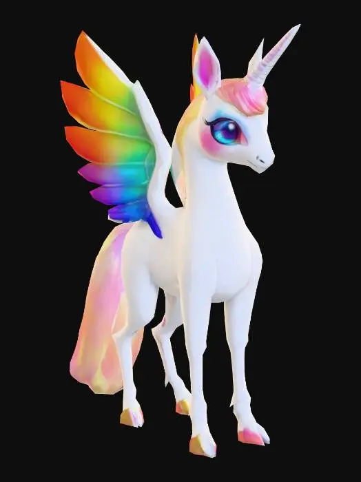 3D model for anime like pokemon, spiritual pets. fantasy,Stylized, epic and cute Peryton, mythical creature