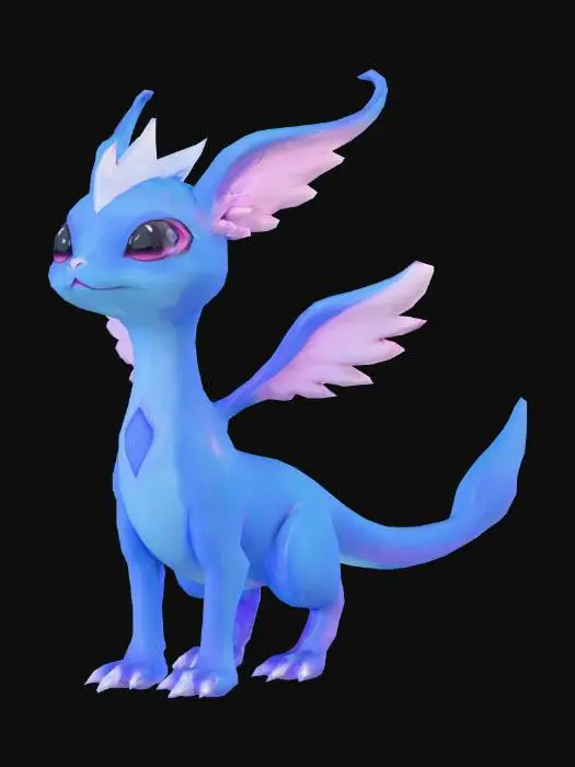 3D model for anime like pokemon, spiritual pets. fantasy,Stylized, epic and cute Peryton, mythical creature
