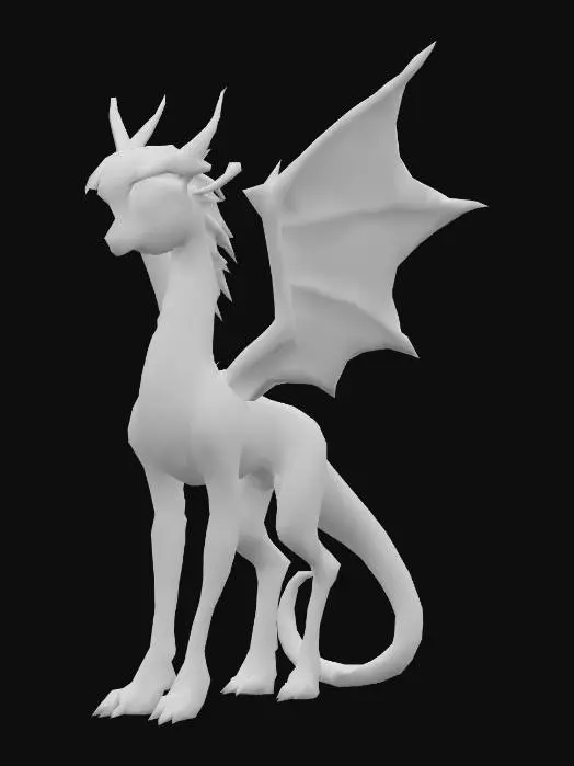 3D model for anime like pokemon, spiritual pets. fantasy,Stylized, epic and cute Peryton, mythical creature, wyvern, feydragon