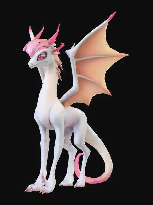 3D model for anime like pokemon, spiritual pets. fantasy,Stylized, epic and cute Peryton, mythical creature, wyvern, feydragon
