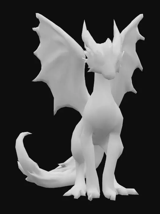 3D model for anime like pokemon, spiritual pets. fantasy,Stylized, epic and cute Peryton, mythical creature, wyvern, feydragon