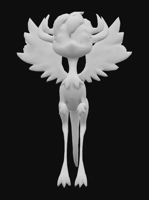 3D model for anime like pokemon, spiritual pets. fantasy,Stylized, epic and cute Peryton, mythical creature, wyvern, feydragon