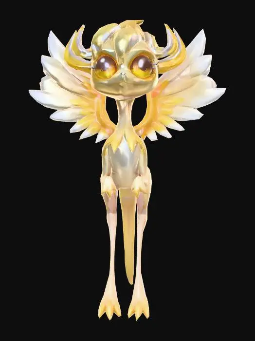3D model for anime like pokemon, spiritual pets. fantasy,Stylized, epic and cute Peryton, mythical creature, wyvern, feydragon
