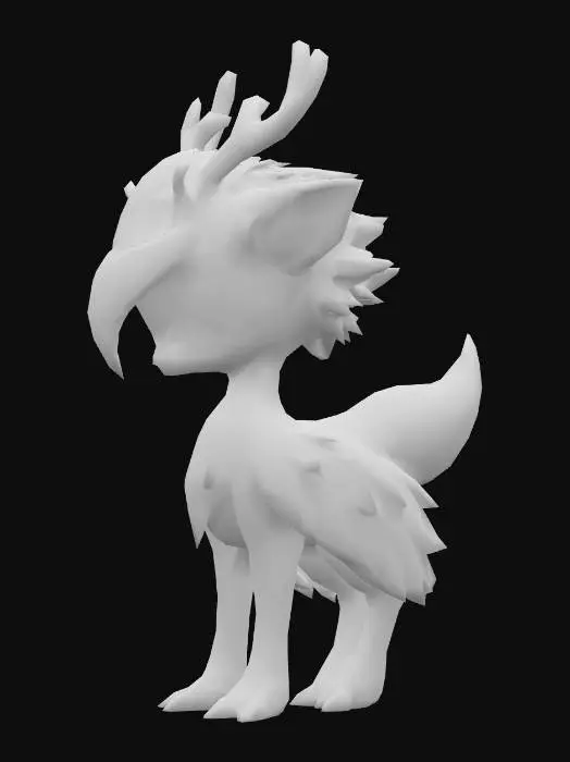 3D model for anime like pokemon, spiritual pets. fantasy,Stylized, epic and cute Peryton, mythical creature