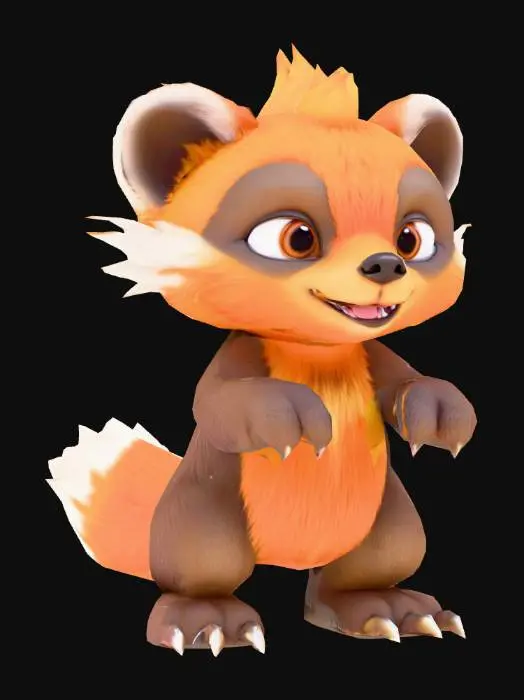 3D model for anime like pokemon, spiritual pets. fantasy,Stylized, epic and cute mythical creature, Honey Badger