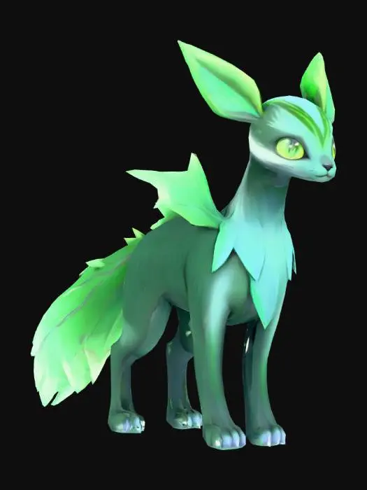 3D model for anime like pokemon, spiritual pets. fantasy, Stylized, epic.  deep magical forest mythical creature,