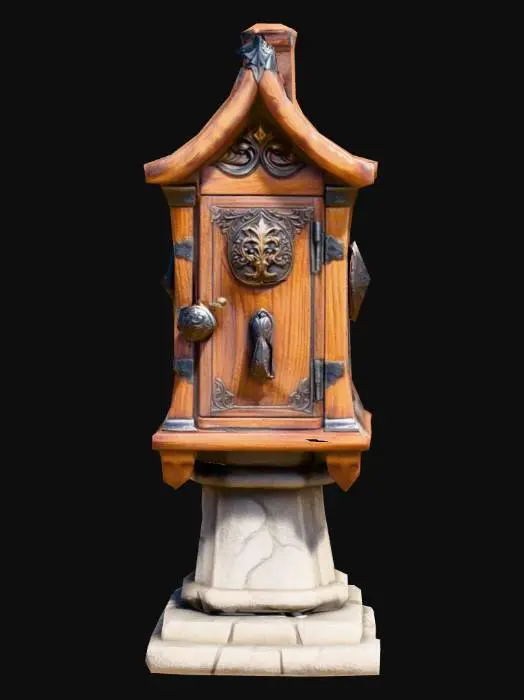 3D model for stylized fantasy mailbox, medieval. 