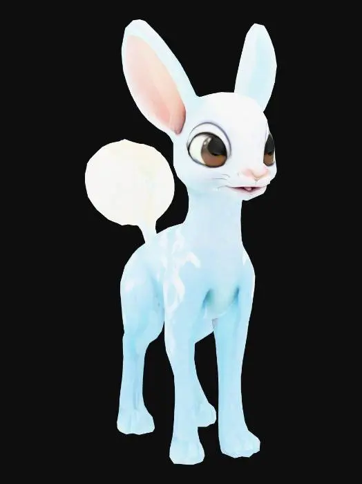 3D model for jerboa, stylized, pokemon eyes, ice element

