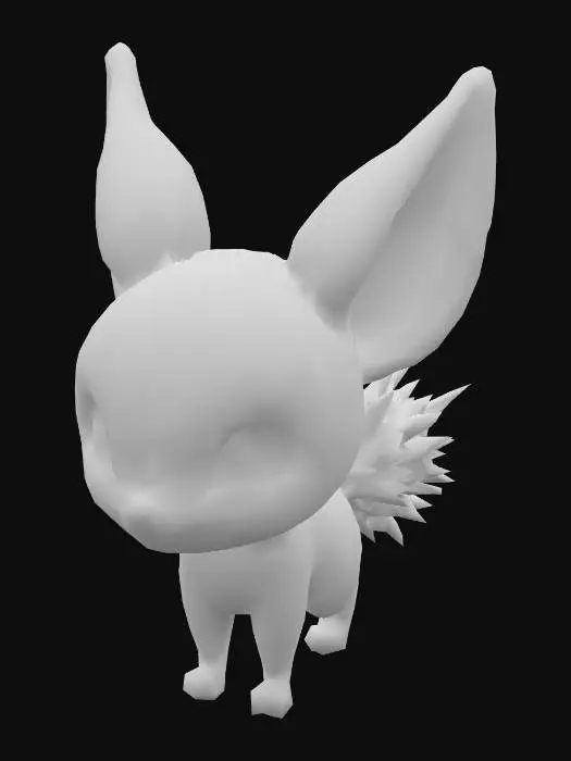 3D model for jerboa, stylized, pokemon eyes, ice element

