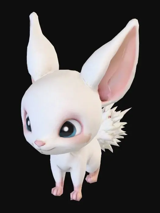 3D model for jerboa, stylized, pokemon eyes, ice element

