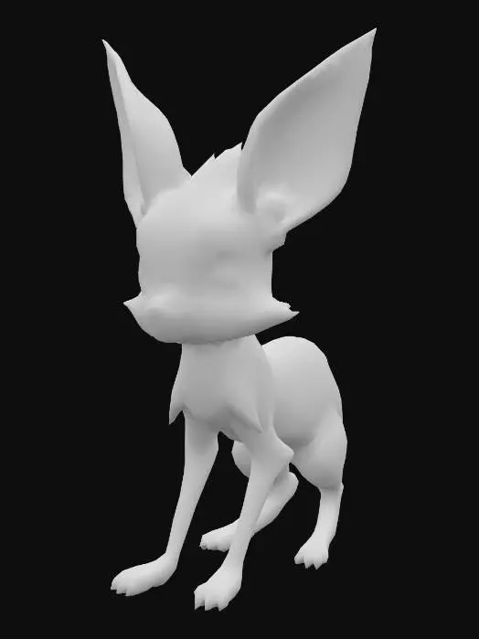 3D model for jerboa, stylized, pokemon eyes, ice element


