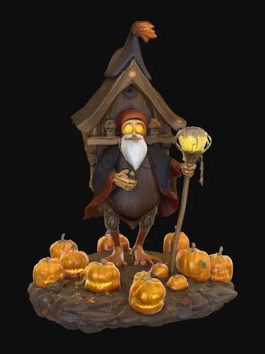 3D model for #Halloween2025#, stylized baba yaga, #Halloween2025# with baba yaga house