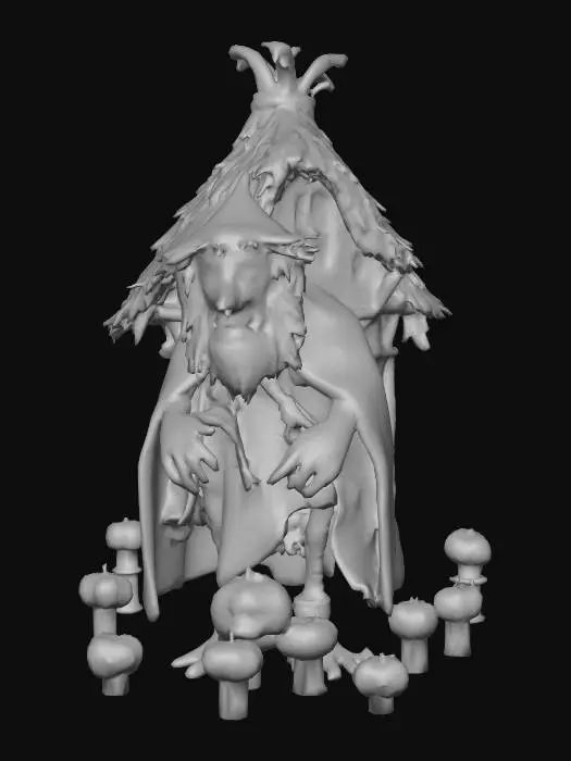 3D model for #Halloween2025#, stylized baba yaga, #Halloween2025# with baba yaga house