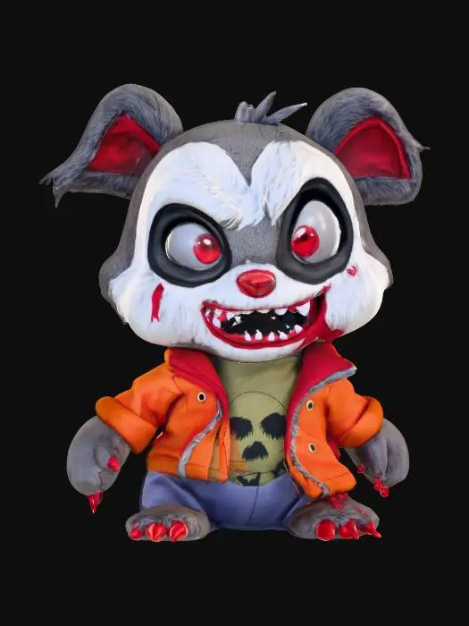 3D model for stylized wild animal plushies, stuffed creepy halloween themed animal, undead zombie theme, fun look., #Halloween2025#