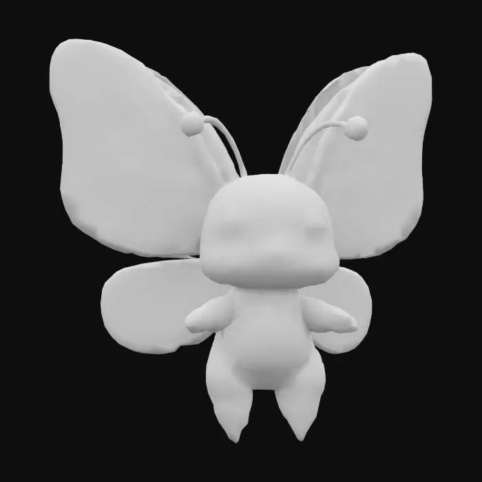 3D model for cute fakemon, spiritual butterfly, wide open wings, cute
