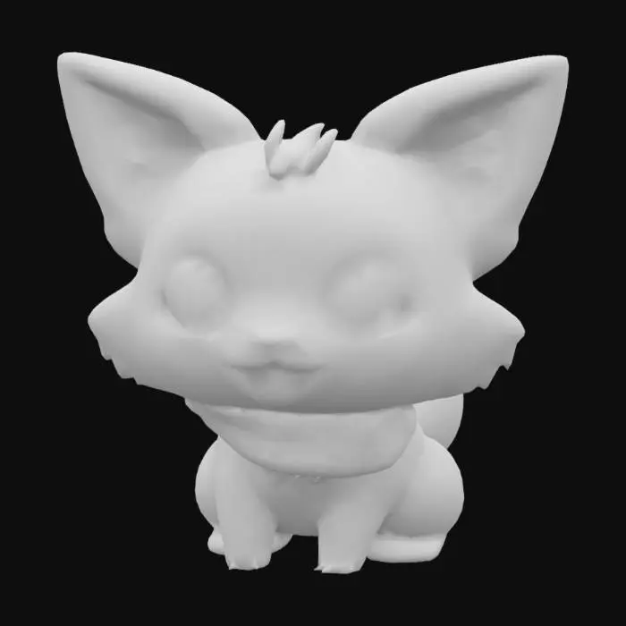 3D model for anime like pokemon, cute animal spiritual pets. fantasy, chibi baby

