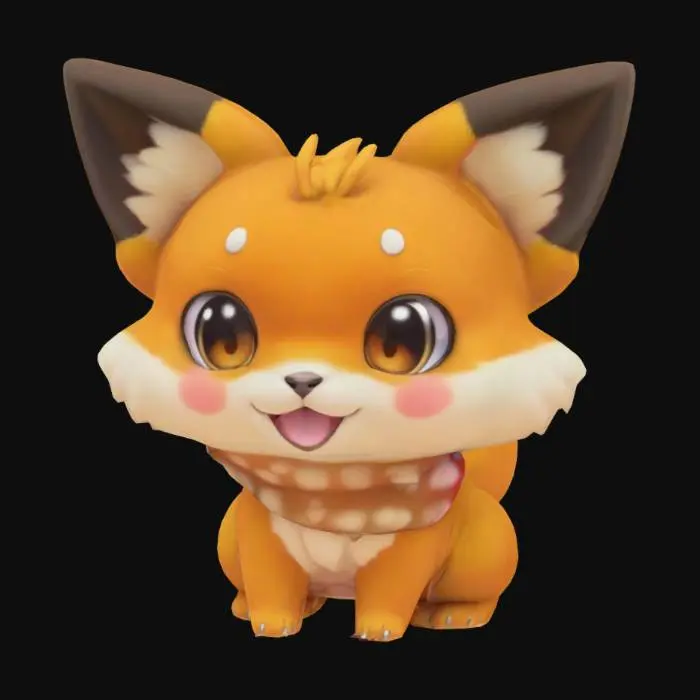 3D model for anime like pokemon, cute animal spiritual pets. fantasy, chibi baby
