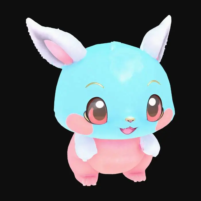3D model for anime like pokemon, cute animal spiritual pets. fantasy, chibi baby

