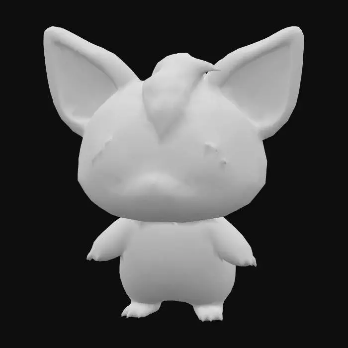 3D model for anime like pokemon, cute animal spiritual pets. fantasy, chibi baby
