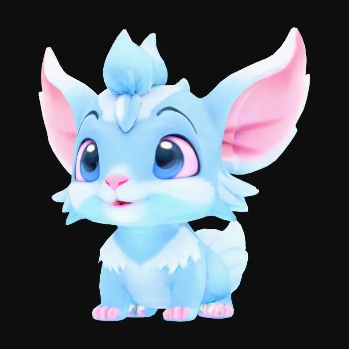 3D model for Stylized, warcreaft artstyle, Ice Jerboa. pokemon eyes