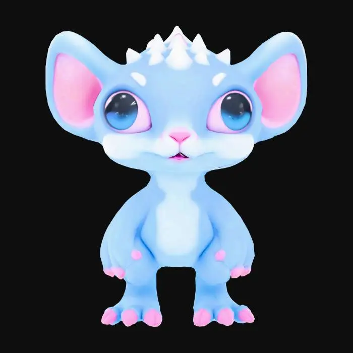 3D model for Stylized, warcreaft artstyle, Ice Jerboa. pokemon eyes