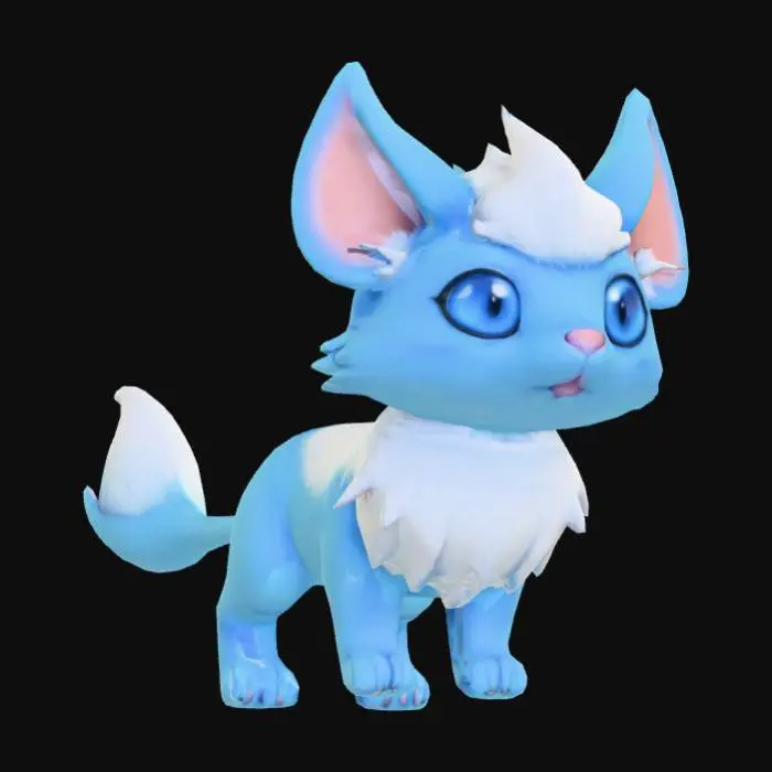 3D model for Stylized, warcreaft artstyle, Ice Jerboa. pokemon eyes