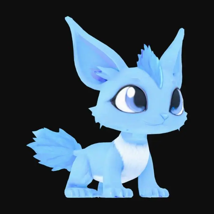 3D model for Stylized, warcreaft artstyle, Ice Jerboa. pokemon eyes