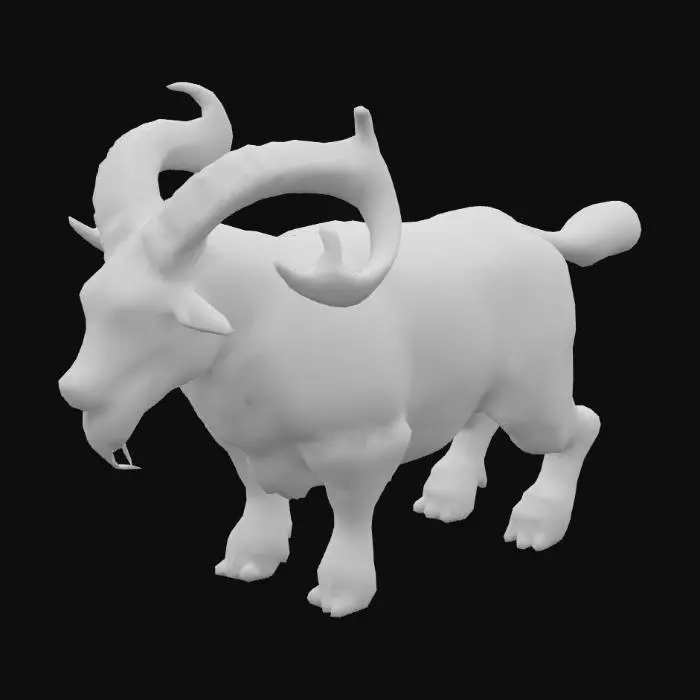 3D model for anime like pokemon, spiritual pets. fantasy,Big and muscular elemental. fire Goat, wooly goat, mature adult, Hell, demon goat, horn of fire. fire hoof fire eyes. massive. demon